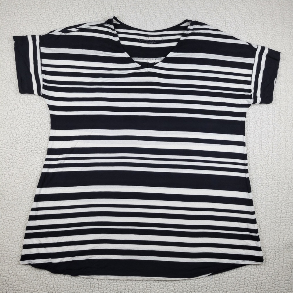 Soma Shirt Women’s Size XXL Black and White Stripe Short Sleeve Lounge Pajama